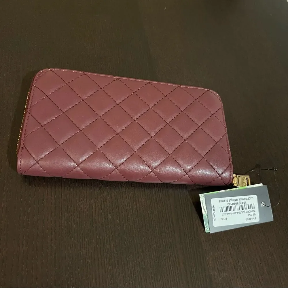 NWT Badgley Mischka Long Wallet Burgundy Zip-Around Brand New